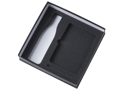 Подарочный набор с блокнотом С1, металлической ручкой и термобутылкой, черный , размер гибкая обложка