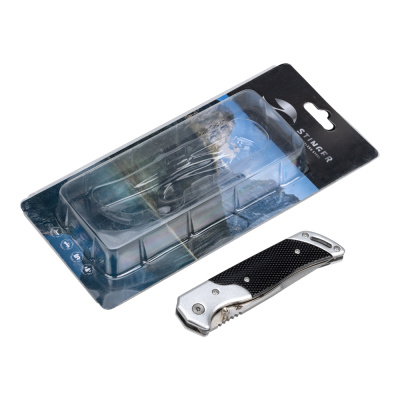 Нож складной Stinger, 90 мм (серебристый), материал рукояти: алюминий (чёрно-серебристый)