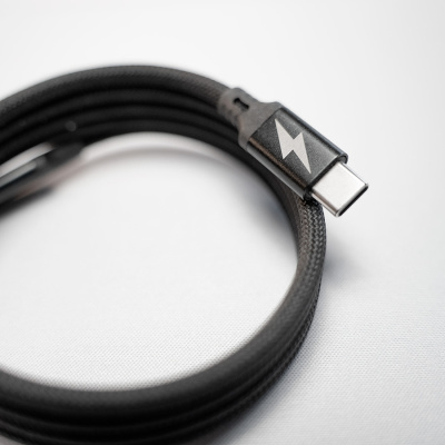 Кабель COIL магнитный для зарядки и передачи данных, 100Вт, 480Мб/с, нейлоновая оплетка, черный