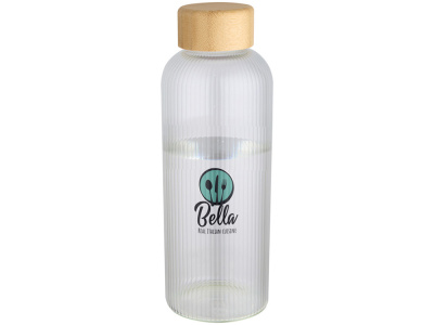 Бутылка Mirage из боросиликатного стекла объемом 650 мл с одинарными стенками и крышкой из бамбука - Прозрачный