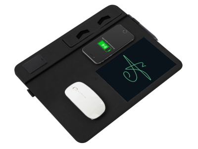 Многофункциональный коврик для мыши Multi Pad с беспроводной зарядкой и LCD экраном, 10 Вт, черный