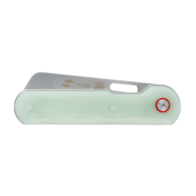 Нож складной Stinger, 114 мм (серебристый), сталь 440A, материал рукояти: стеклотекстолит G10 (зеленый), в картонной коробке