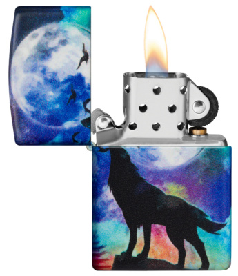 Зажигалка ZIPPO Wolf Design с покрытием 540 Matte, латунь/сталь, разноцветная, матовая, 38x13x57 мм