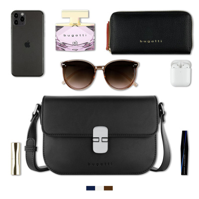 Сумка женская BUGATTI НЕЛА | NELA, черная, полиуретан, 22х8х15,5 см