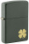 Зажигалка ZIPPO Four Leaf Clover с покрытием Green Matte, латунь/сталь, зеленая, 38x13x57 мм