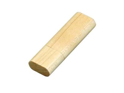 Флешка эргономичной прямоугольной формы, с округленными краями, дерево, 64 Гб, натуральный , размер 64ГБ