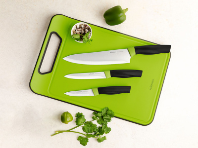 Набор из 3 ножей с пластиковой разделочной доской, NADOBA, серия OLIVIA