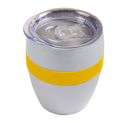 Термокружка LINE, белый/желтый, сталь, 300 мл