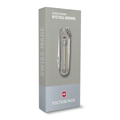 Нож-брелок VICTORINOX Classic SD Colors "Mystical Morning", 58 мм, 7 функций, полупрозрачный серый