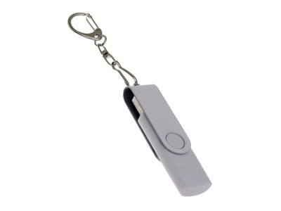 USB-флешка на 32 Гб 2 в 1 поворотный механизм, c дополнительным разъемом Type-C с одноцветным металлическим клипом, белый , размер 32ГБ