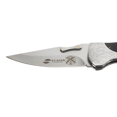 Нож складной Stinger, 75 мм, материал рукояти: нержавеющая сталь/дерево, (коричневый)