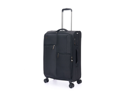 Чемодан TORBER СЕЙД, чёрный, нейлон 600D, 43,5 х 25 х 68 см, 56 л , размер M