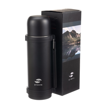 Термос Stinger, 1,2 л, с ручкой, нержавеющая сталь, чёрный, 12,4 х 10,2 х 31,8 см