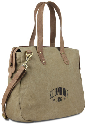Сумка KLONDIKE DAWSON «Payton», хлопок/натуральная кожа в цвете хаки, 35,5 x 31 x 11 см