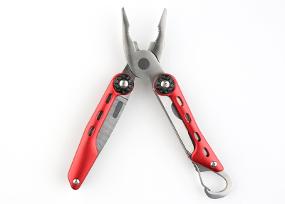 Мультитул Stinger, 108x35 мм, 10 функций, нержавеющая сталь, красный, в комплекте нейлоновый чехол