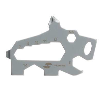 Мини-мультитул карманный Stinger, 61 x 35 мм, 5 функций, кабан, нержавеющая сталь, серебристый, в блистере