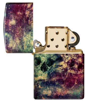 Зажигалка ZIPPO Galaxy Skull с покрытием 540 Tumbled Brass, латунь/сталь, разноцветная, 38x13x57 мм