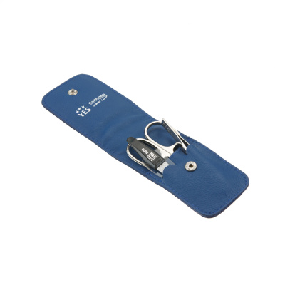 Маникюрный набор YES, 3 пр. Футляр: натуральная кожа, цвет синий