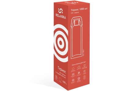 Термос Relaxika 101 (1 литр), красный (без лого) , размер 1000