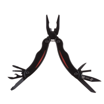 Мультитул Stinger, 105x50 мм, 9 функций, сталь/пластик, чёрно-красный, в комплекте нейлоновый чехол