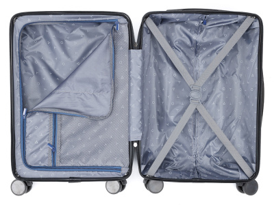 Чемодан TORBER ОНЕГА, синий, ABS-пластик, 59,5 х 39,5 х 24 см, 46 л , размер S