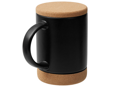 Кружка 450 мл с пробковым дном с крышкой Корк & Бон, черный