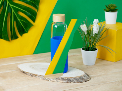 Бутылка для воды стеклянная Refine, в чехле, 550 мл, темно-синий