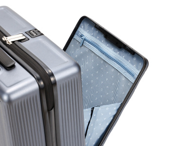 Чемодан TORBER БАЙКАЛ, тёмно-серый металлик, поликарбонат, 37,5 x 20 х 54 см, 37 л , размер S