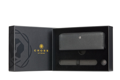 Набор CROSS: Пенал на молнии из сафьяновой кожи + пустое отделение для ручки