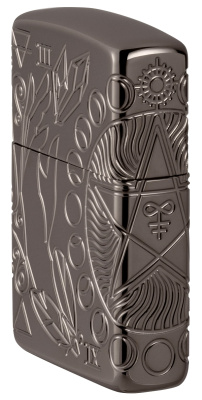 Зажигалка ZIPPO Armor® Wicca Design с покрытием Black Ice®, латунь/сталь, чёрная, 38x13x57 мм
