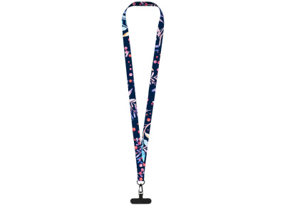 Ланъярд 2 см под сублимацию с трендовым карабином и узким держателем для телефона из ПЭ, черный