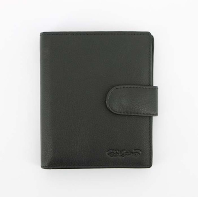 Портмоне S.Quire, натуральная воловья кожа, черный, наппа, 12 x 10,4 x 2 см