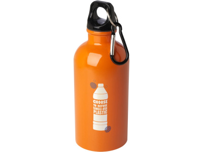 Одностенная бутылка для воды с карабином Oregon, изготовленная из нержавеющей стали, сертифицированной по стандарту RCS, объемом 400 мл - Оранжевый , размер 400 мл