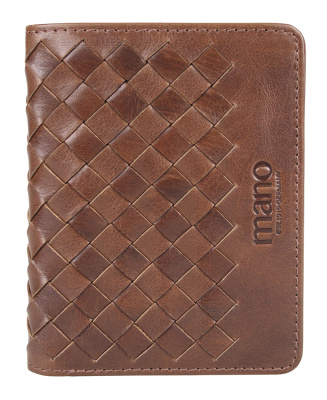 Портмоне для кредитных карт Mano "Don Luca", натуральная кожа в коньячном цвете, 8,5 х 11 см