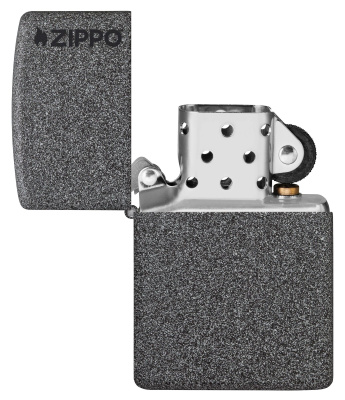 Зажигалка ZIPPO Logo с покрытием Iron Stone™, латунь/сталь, серая, матовая, 38x13x57 мм