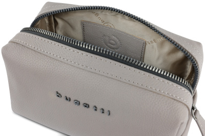 Косметичка BUGATTI БЕЛЛА | BELLA, бежевая, воловья кожа/полиэстер, 19х8,5х11 см