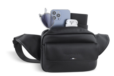 Сумка на пояс мужская BUGATTI РИКО | RICO, черный, полиуретан, 22 x 7 x 15 см