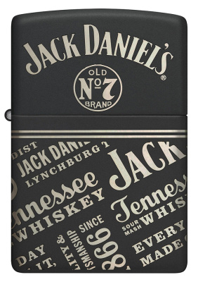 Зажигалка ZIPPO Jack Daniel's с покрытием Black Matte, латунь/сталь, разноцветная, 38x13x57 мм