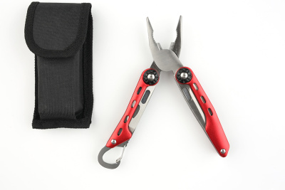 Мультитул Stinger, 108x35 мм, 10 функций, нержавеющая сталь, красный, в комплекте нейлоновый чехол