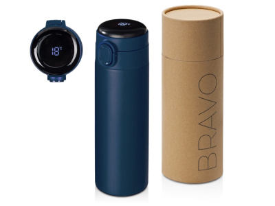 Вакуумная термокружка Waterline с медной изоляцией Bravo, 400 мл, тубус, темно-синий