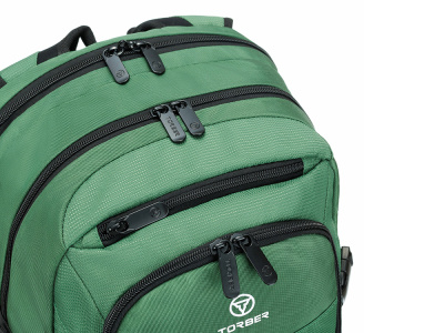 Рюкзак TORBER МЕГАПОЛИС с отделением для ноутбука 16, зеленый, полиэстер, 47 х 34 x 28 см
