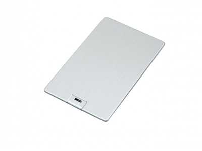 USB-флешка на 16 Гб в виде металлической карты, с раскладным чипом, серебро , размер 16ГБ