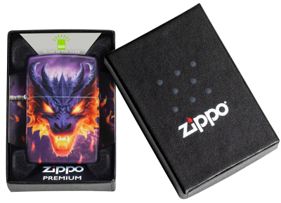 Зажигалка ZIPPO Glowing Dragon с покрытием Glow In The Dark Green, латунь/сталь, разноцветная, 38x13x57 мм