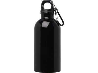 Одностенная бутылка для воды с карабином Oregon, изготовленная из нержавеющей стали, сертифицированной по стандарту RCS, объемом 400 мл - сплошной черный , размер 400 мл