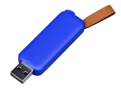USB-флешка промо на 32 Гб прямоугольной формы, выдвижной механизм, синий , размер 32ГБ
