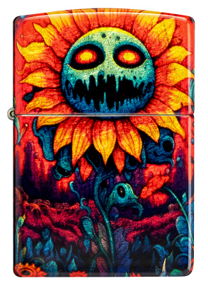 Зажигалка ZIPPO Spooky Sunflower с покрытием 540 Tumbled Brass, латунь/сталь, разноцветная, 38x13x57 мм