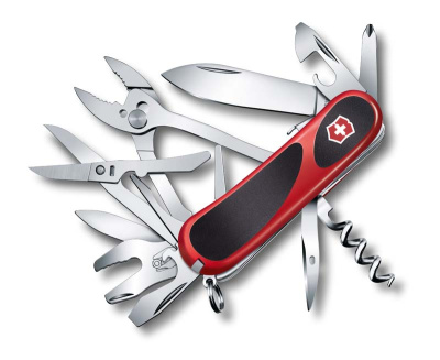 Нож перочинный VICTORINOX Evolution S557, 85 мм, 21 функция, с фиксатором лезвия, красный с чёрным
