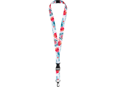 Ланъярд 2 см под сублимацию с карабином, межуровневым замком и замком обрыва, черный