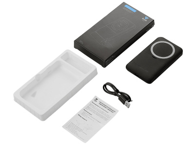 Беспроводной внешний аккумулятор с подсветкой лого и подставкой Magflash, 10000 мАч, 15 Вт, черный