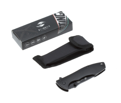 Нож складной Stinger, 80 мм, (чёрный), материал рукояти: сталь/алюминий (чёрный)